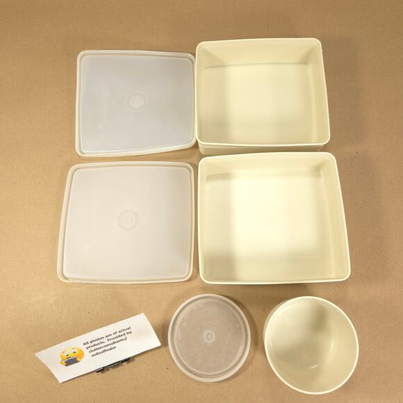 Tupperware Bundle Pack N Carry #1254 #1229 Small Snack Cup #670 Keeper Almond - Picture 6 of 8